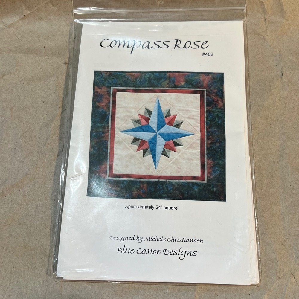 Blue Canoe Designs 24in Compass Rose Quilt Pattern 402 Michele Christiansen Blue